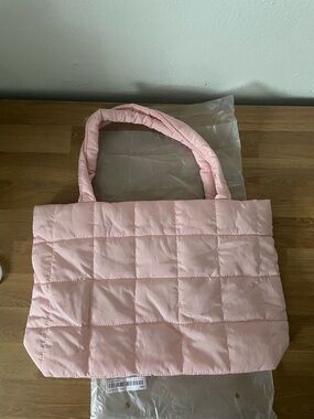 SHEIN Light Pink Quilted Tote Bag